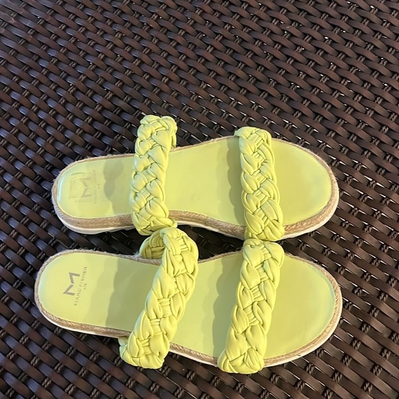 Marc Fisher Jaimee Leather Jute Flat Espadrille Sandal Citron Size 8 - Picture 6 of 11